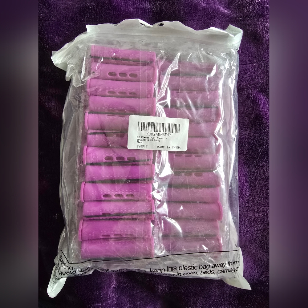 NWT Purple Hair Perm Rods Curlers Set (60 Pieces)